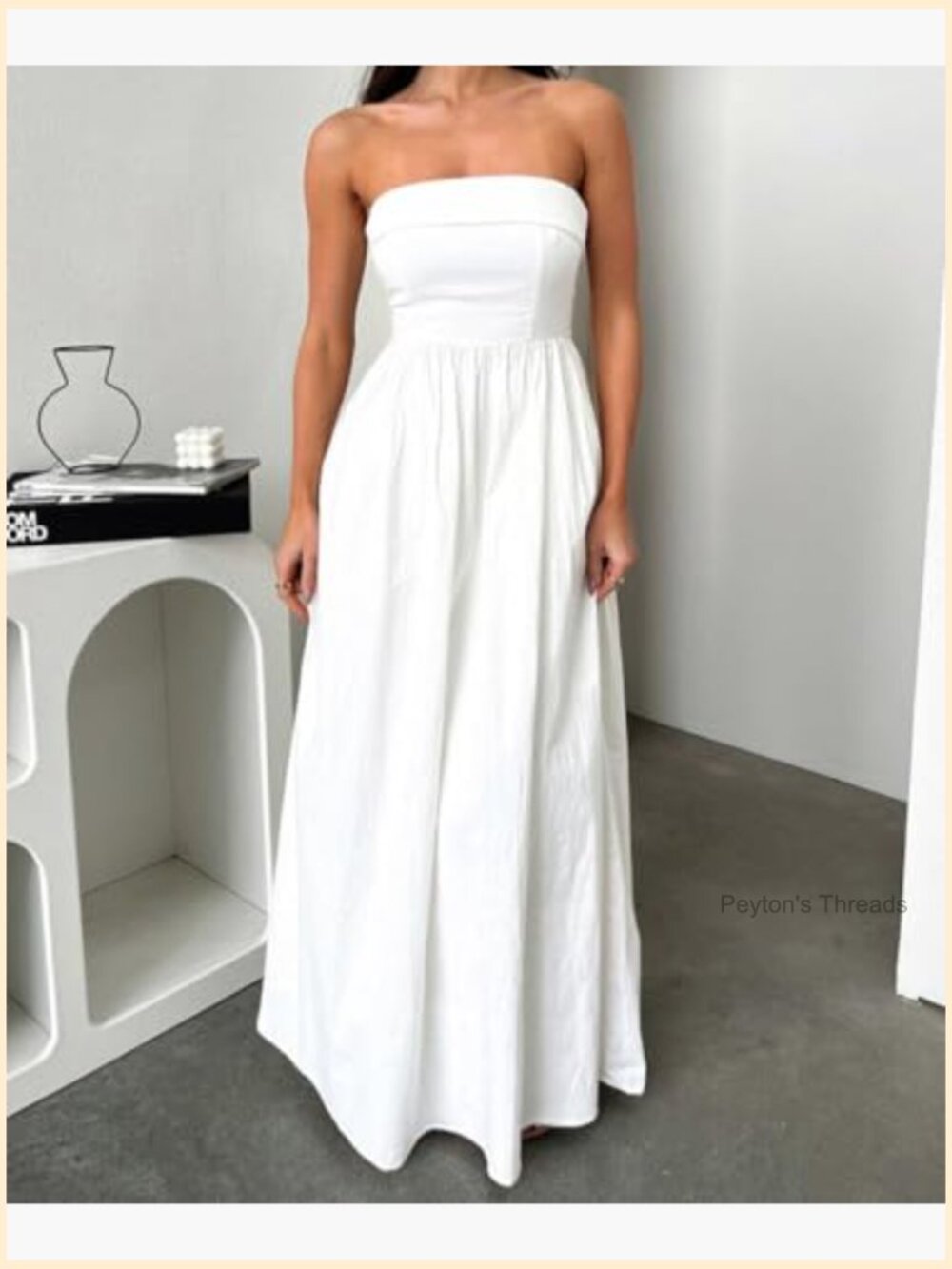 Strapless Maxi Tube Dress Pleated Flowy Wedding Guest Party - Picture 3 of 7